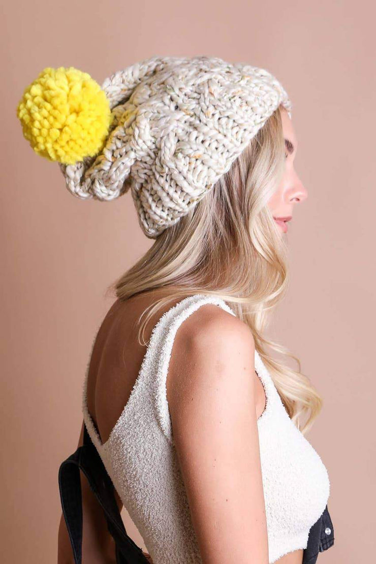 Marble Knit Pom Pom Beanie - Lisalee Collections