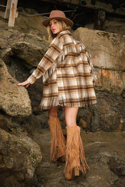 Presley Plaid Fringe Shacket - Lisalee Collections